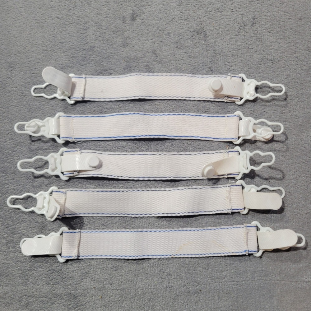 Unbranded Garter Straps Unisex OS White Blue Bedding Fastener Utility Clips 5pc